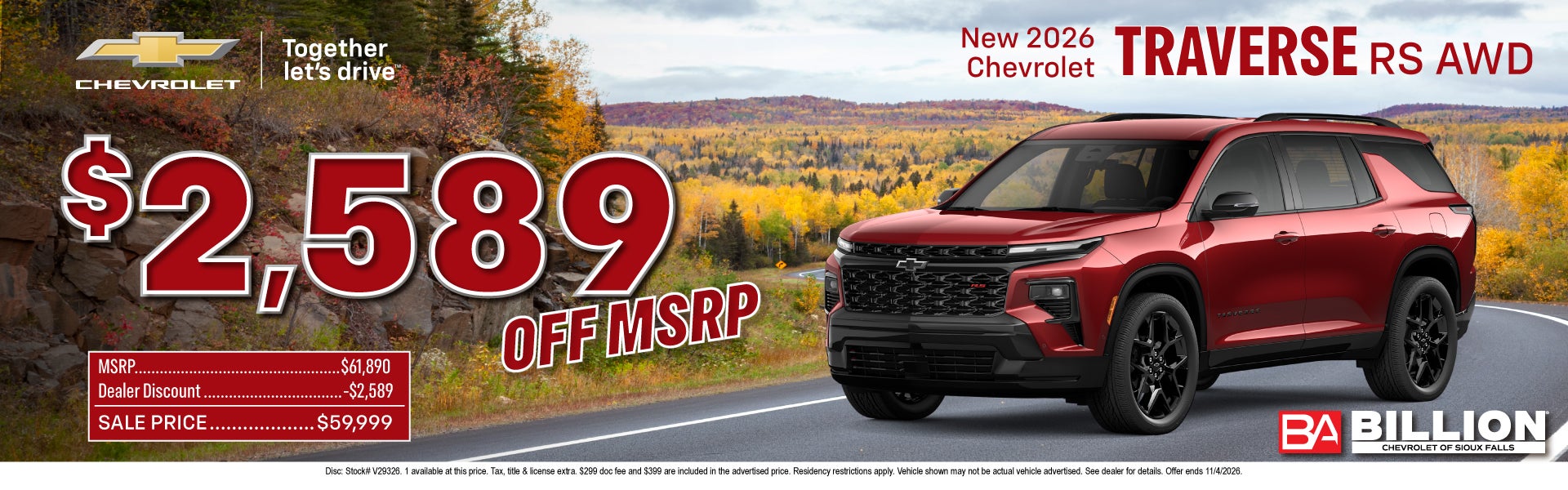 NEW 2026 CHEVROLET TRAVERSE RS